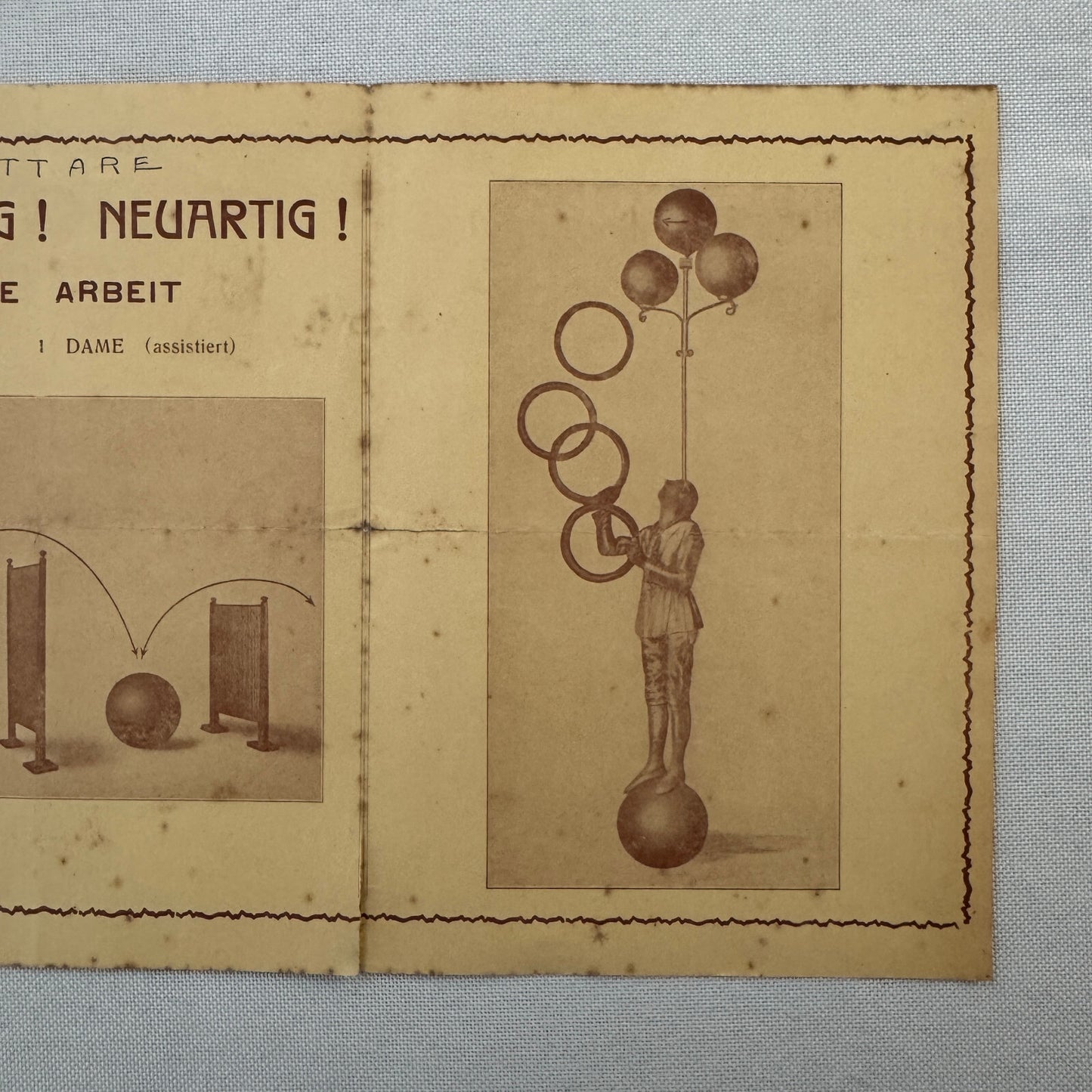 Circus Juggling Balancing Acrobat Act Ottare Vintage Brochure Advertising