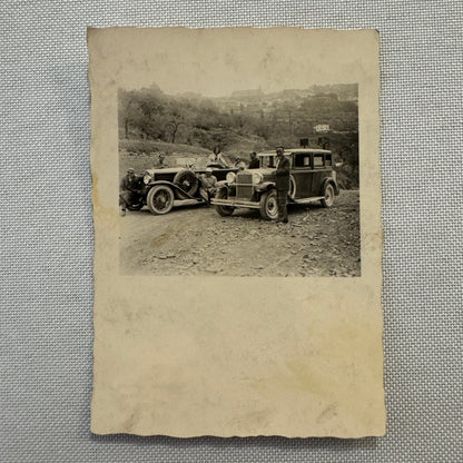 Vintage Photograph Photo Print People with Early Car Automobile European