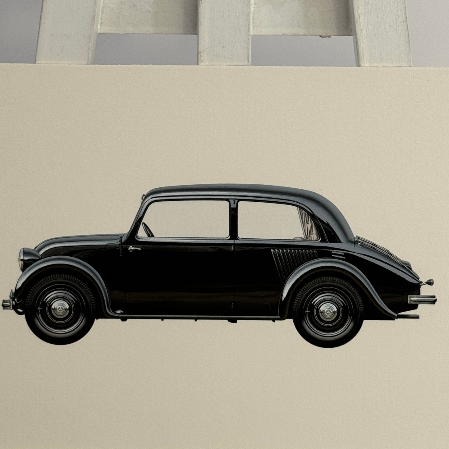 1934 Mercedes Benz 130 W23 Car Illustration Art Drawing Hand Drawn Vintage