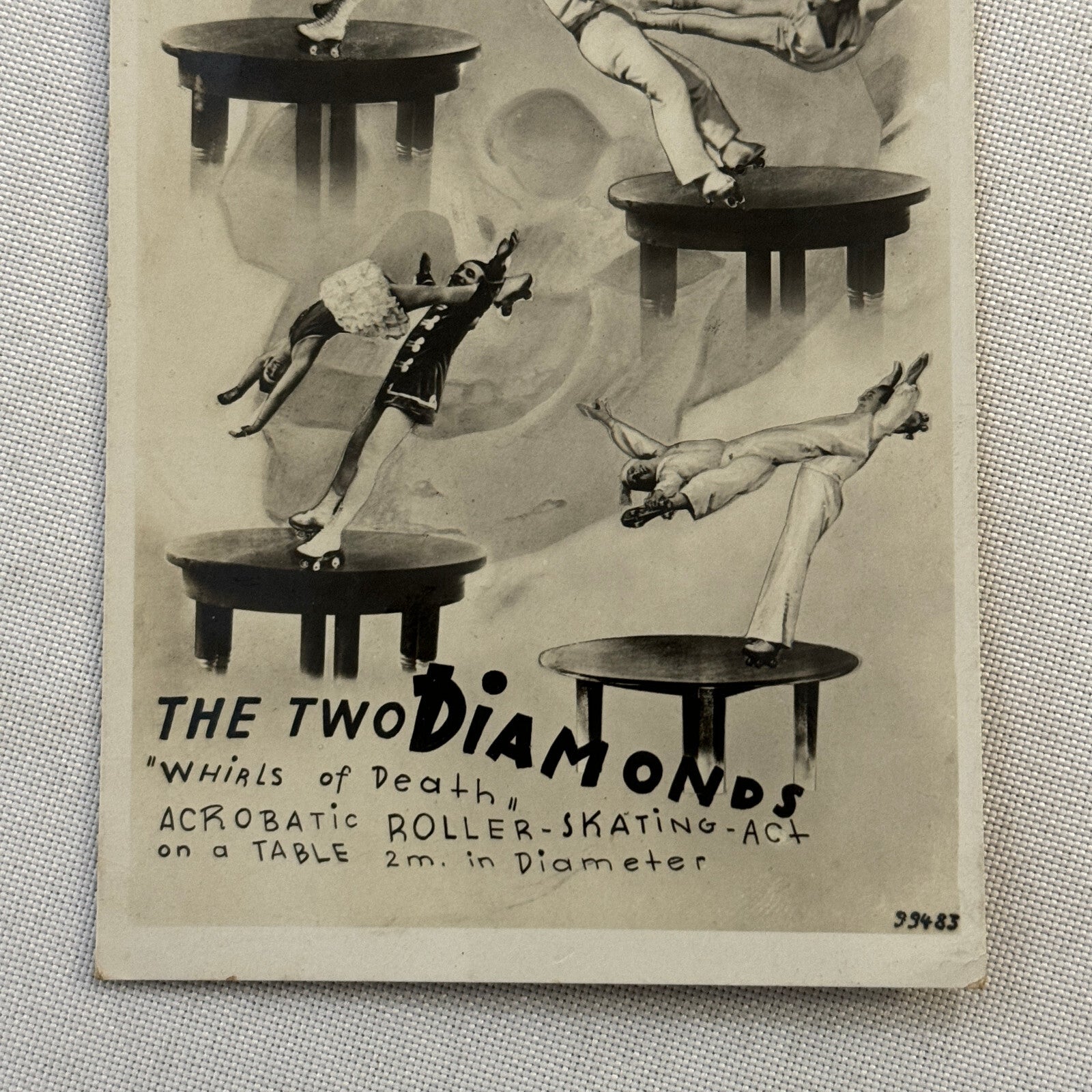 Roller Skating Acrobat Performing Act Circus Postcard The Two Diamonds Vintage