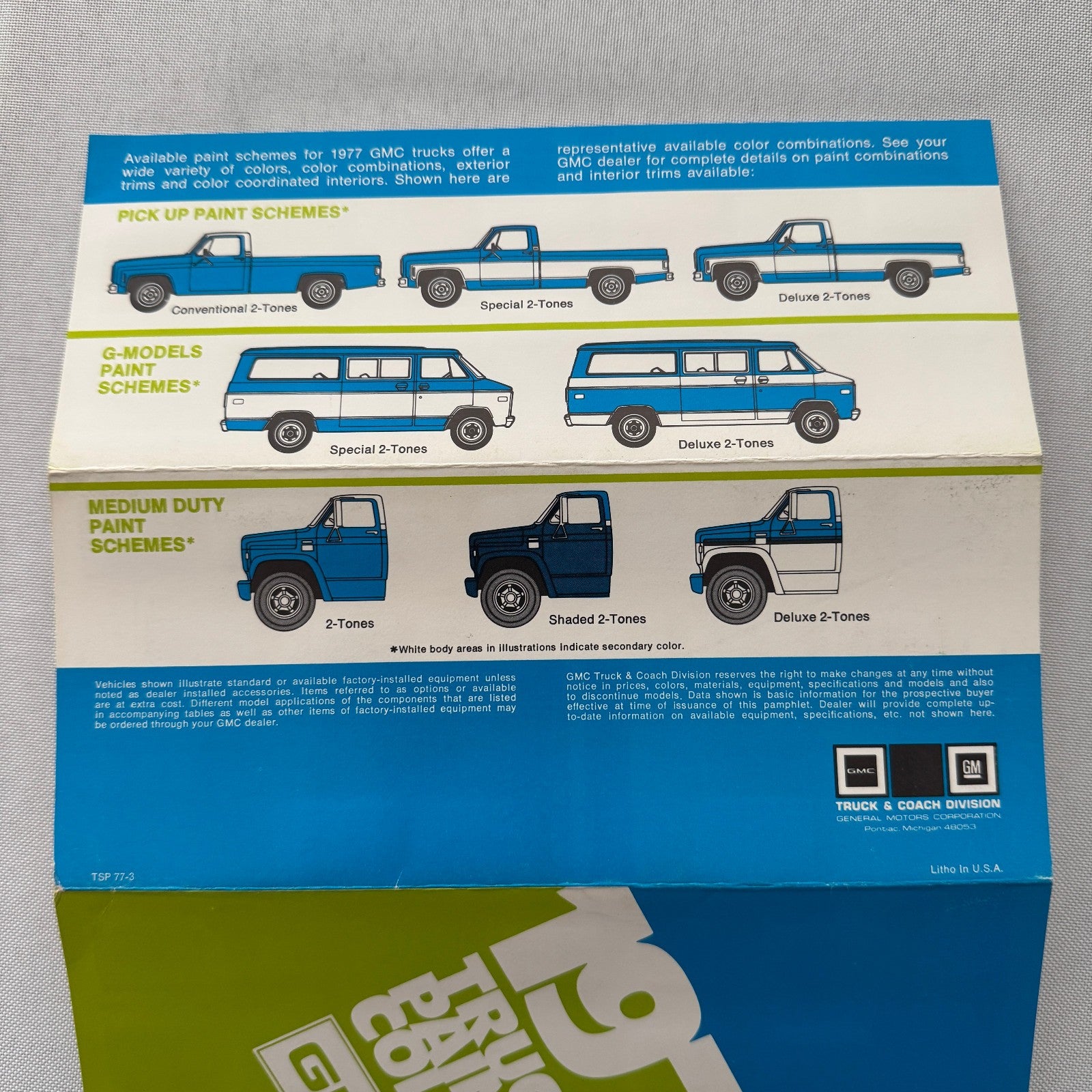 1977 GMC Truck Paint Chip Exterior Color Brochure Jimmy Pickup Suburban Van