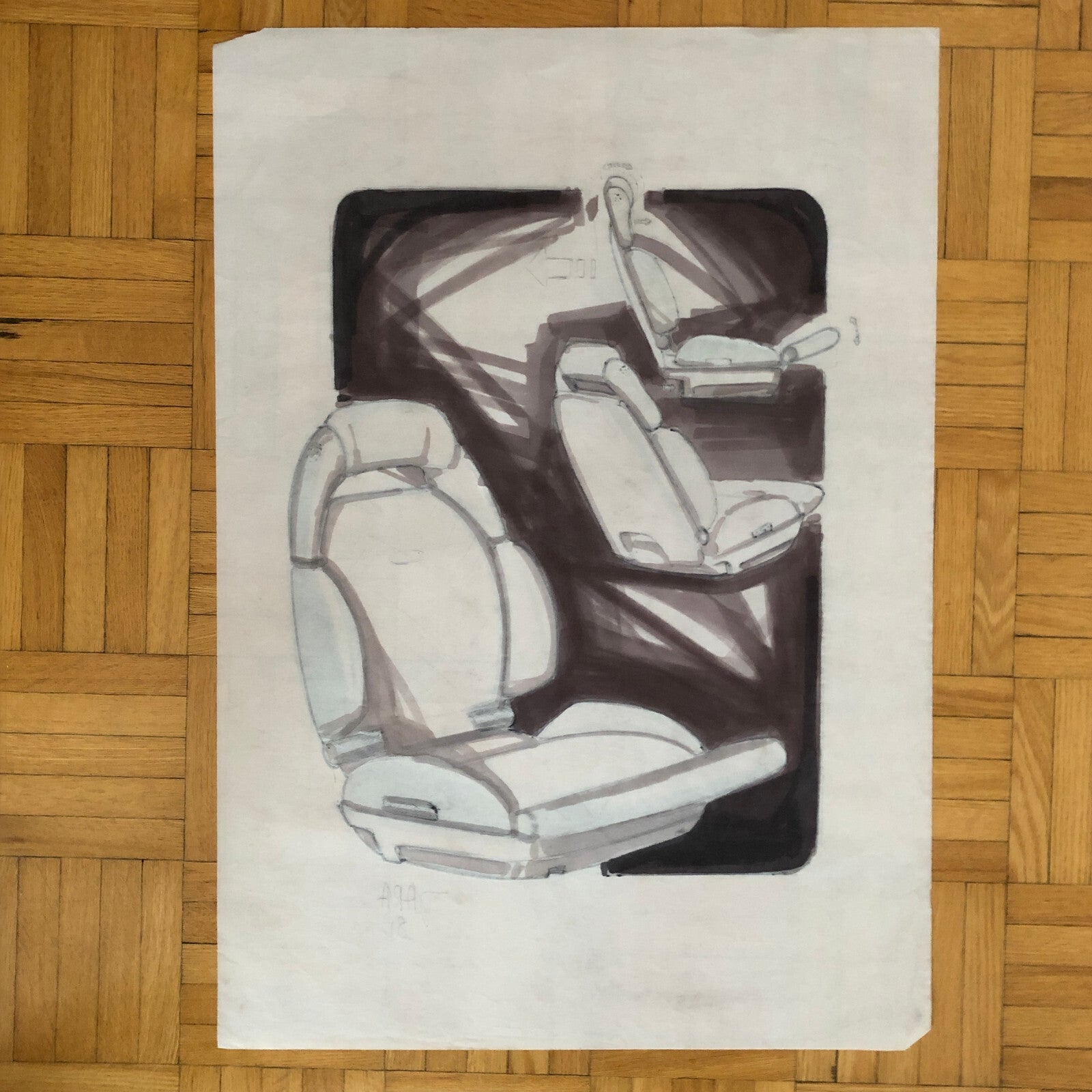 Styling Concept Automobile Illustration Art Drawing Sketch Seat Design 1981 Ford