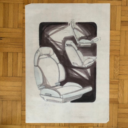 Styling Concept Automobile Illustration Art Drawing Sketch Seat Design 1981 Ford