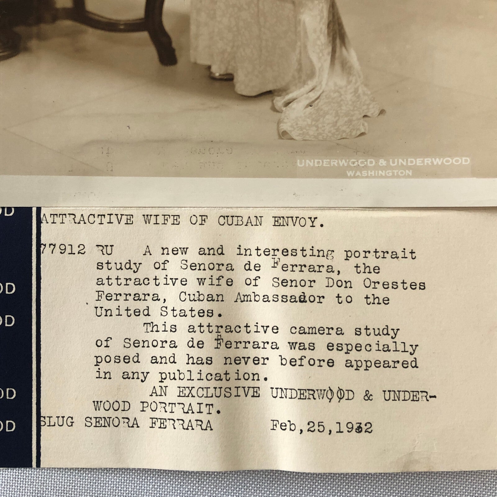 Press Photo Photograph Wife of Cuban Envoy Ambassador Cuba 1932