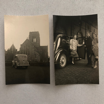 Vintage Photo Photograph Lot People Car Automobile Church AL22SM1