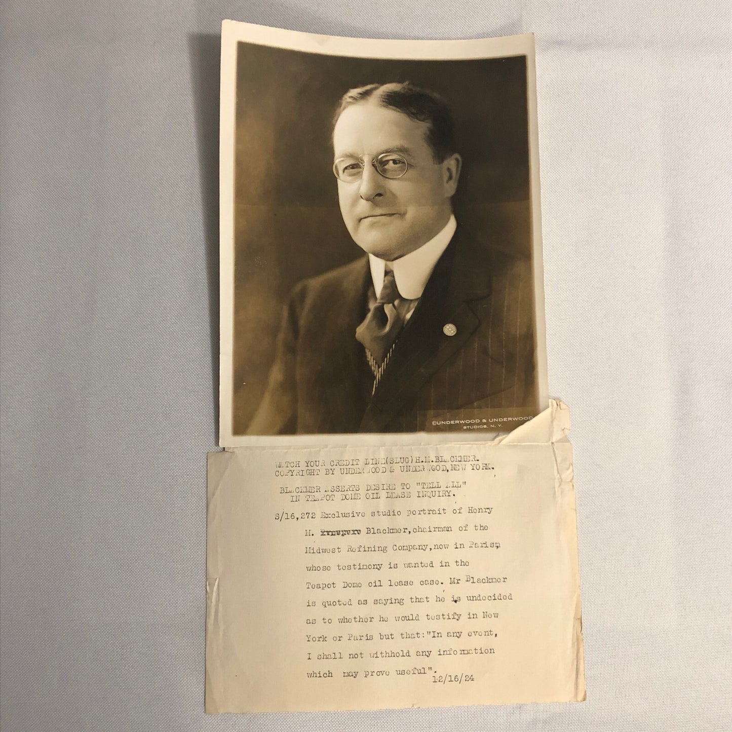 Press Photo Photograph Teapot Dome Scandal Midwest Refining Company Underwood