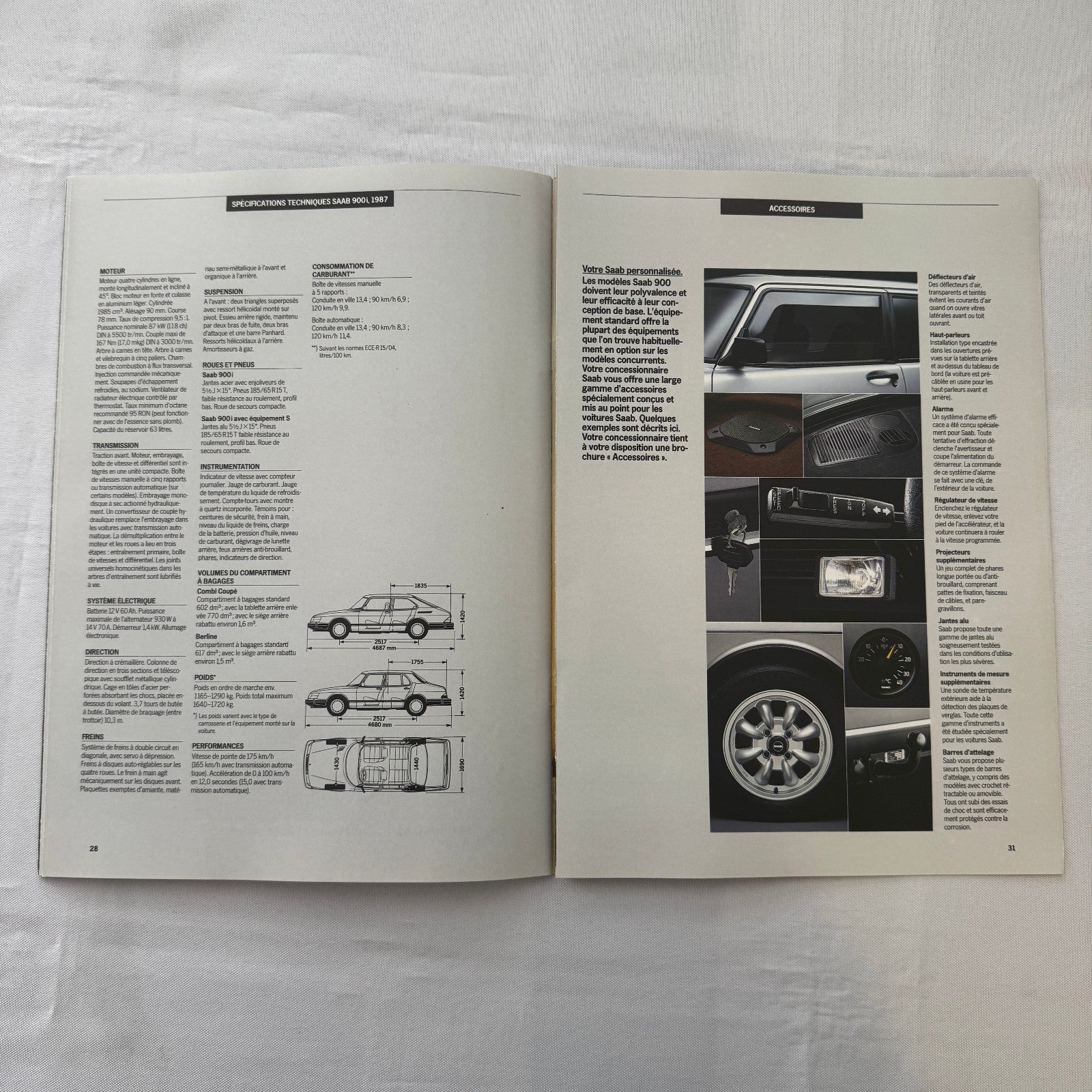 1987 Saab 900i Car Sales Brochure Catalog Vintage Saab 900 FRENCH European