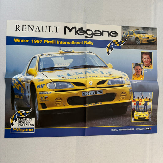 Renault Megane 1997 Pirelli International Rally Racing Poster Rallye