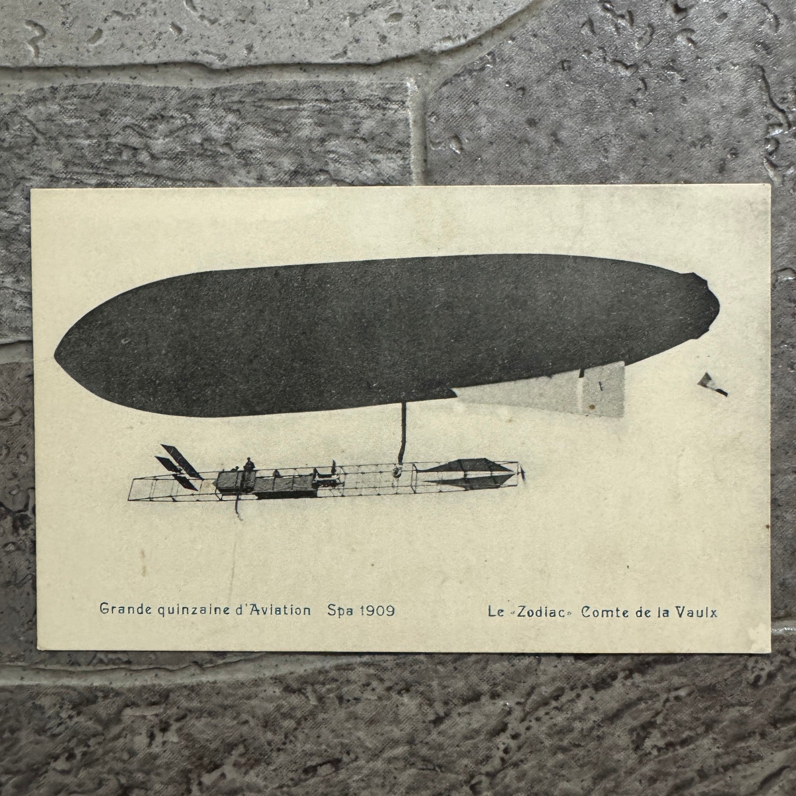 Vintage Zeppelin Airship Dirigible Postcard Post Card French 1909 Le Zodiac