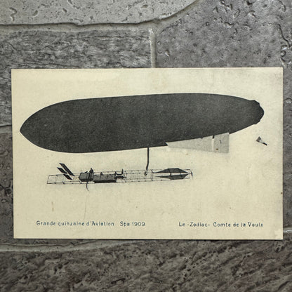 Vintage Zeppelin Airship Dirigible Postcard Post Card French 1909 Le Zodiac