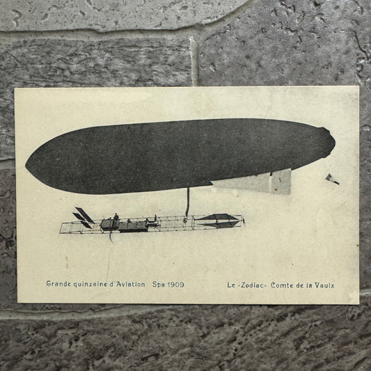 Vintage Zeppelin Airship Dirigible Postcard Post Card French 1909 Le Zodiac