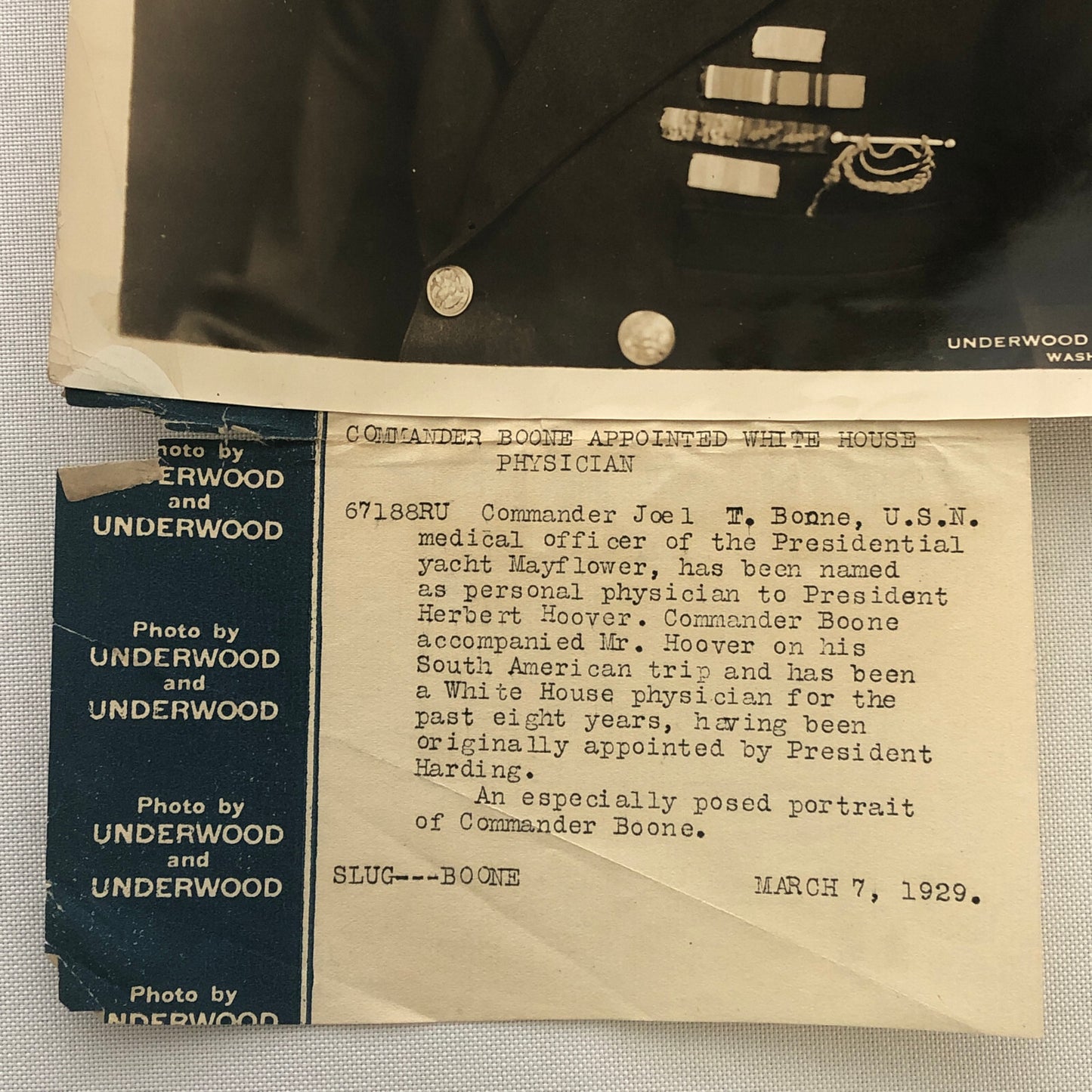 Military Navy Press Photo Photograph President Herbert Hover Doctor Physician