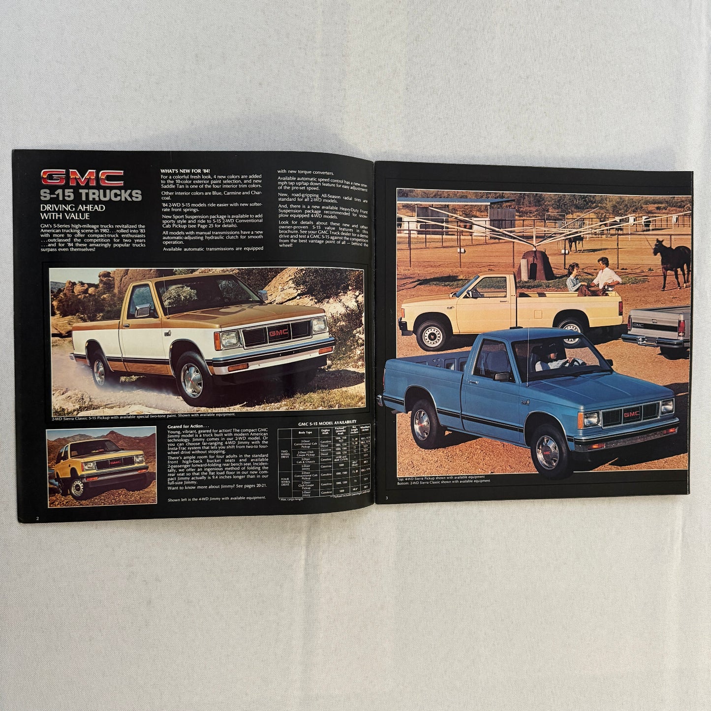 1984 GMC S-15 Pickup S15 Pickup Truck Sales Brochure Catalog Advertising