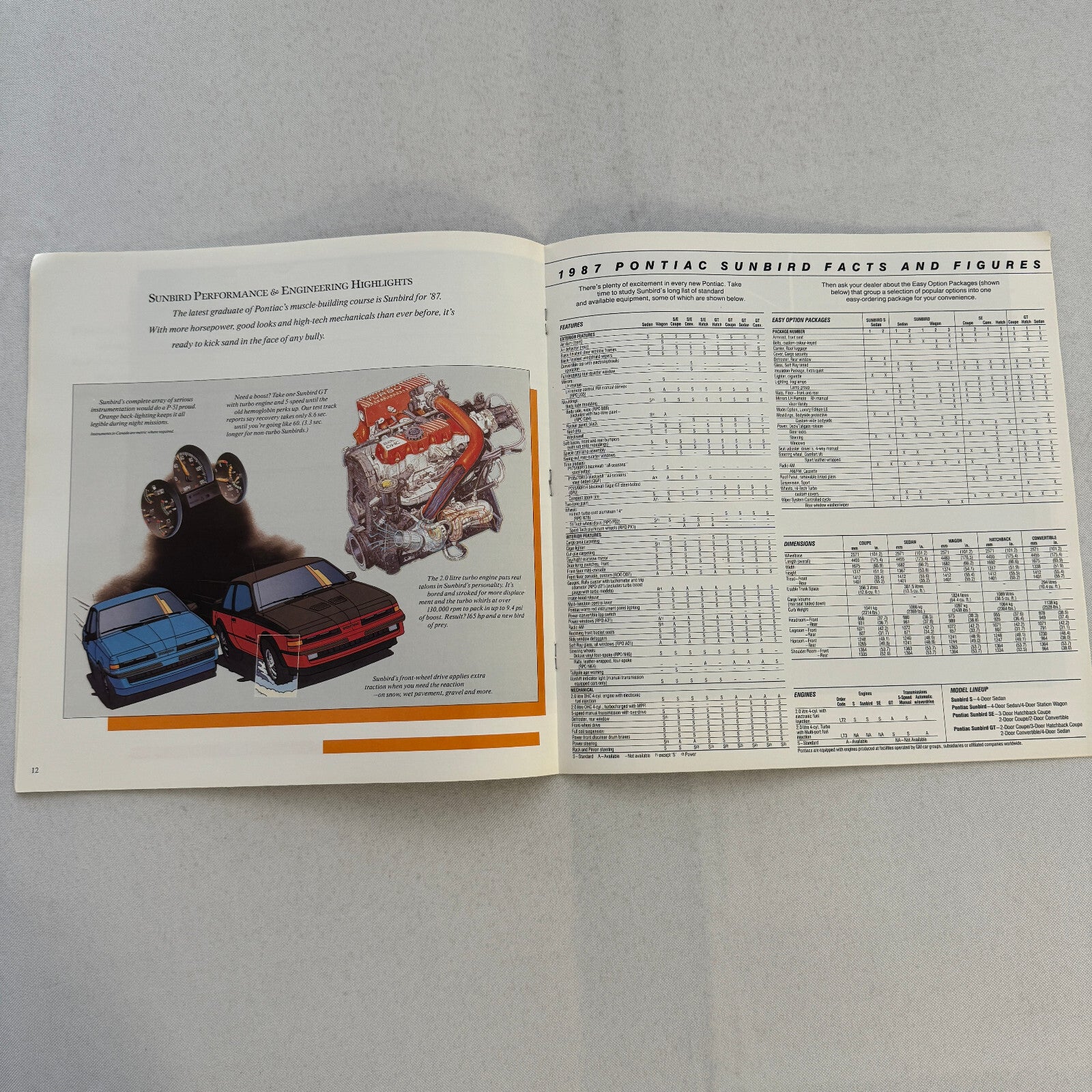 1987 Pontiac Car Sales Brochure Catalog Grand Am Acadian Sunbird Firefly