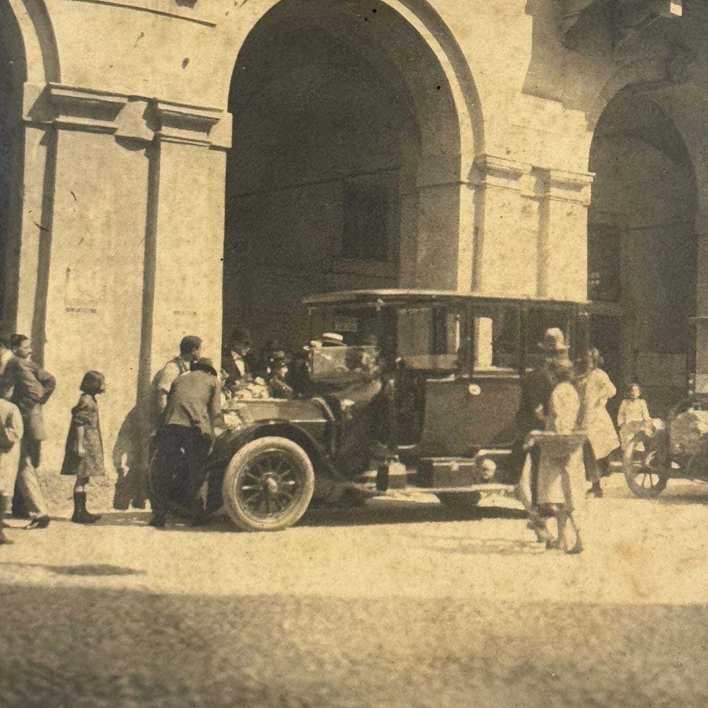 Vintage Photograph Photo People with Early Automobile Car