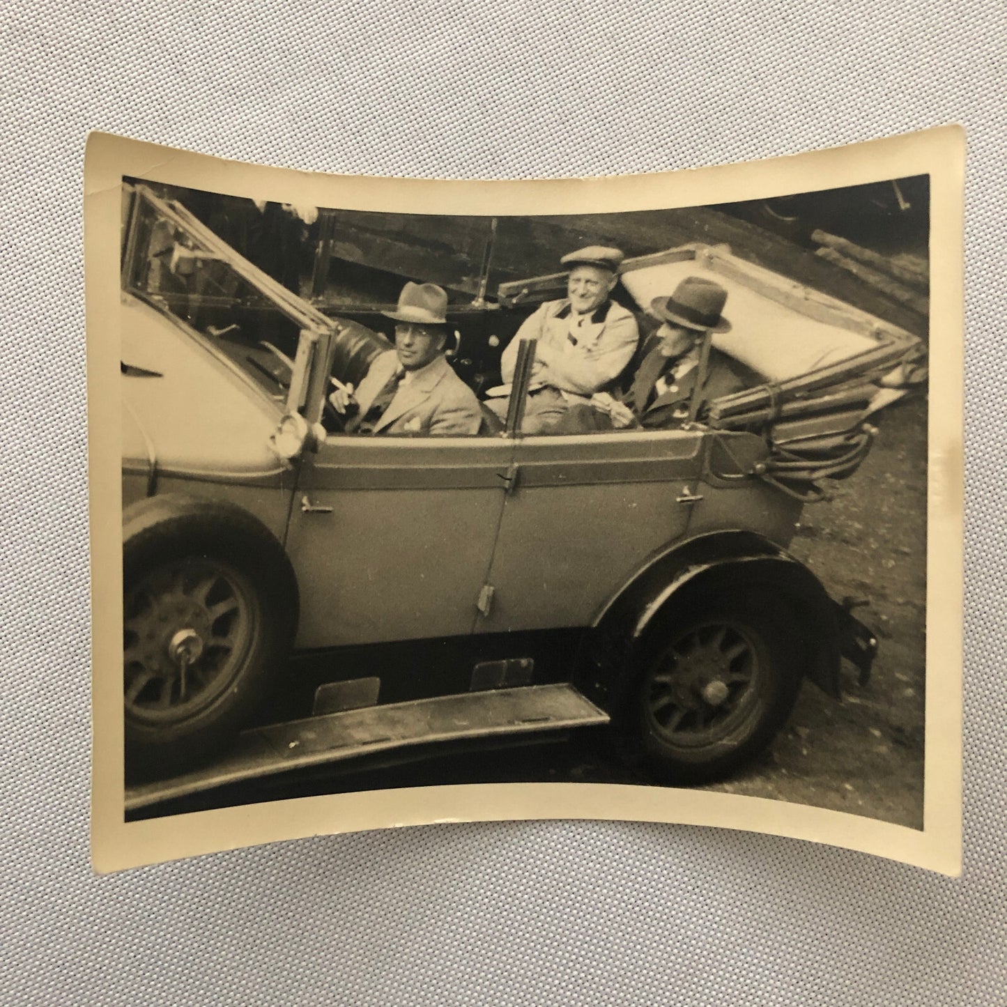 Vintage Photo Photograph Snapshot Men in Early Car Automobile + AL22SM2