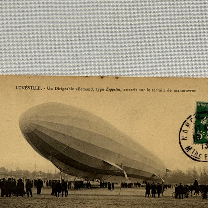 Zeppelin Airship Dirigible Aircraft French Postcard Post Card Vintage