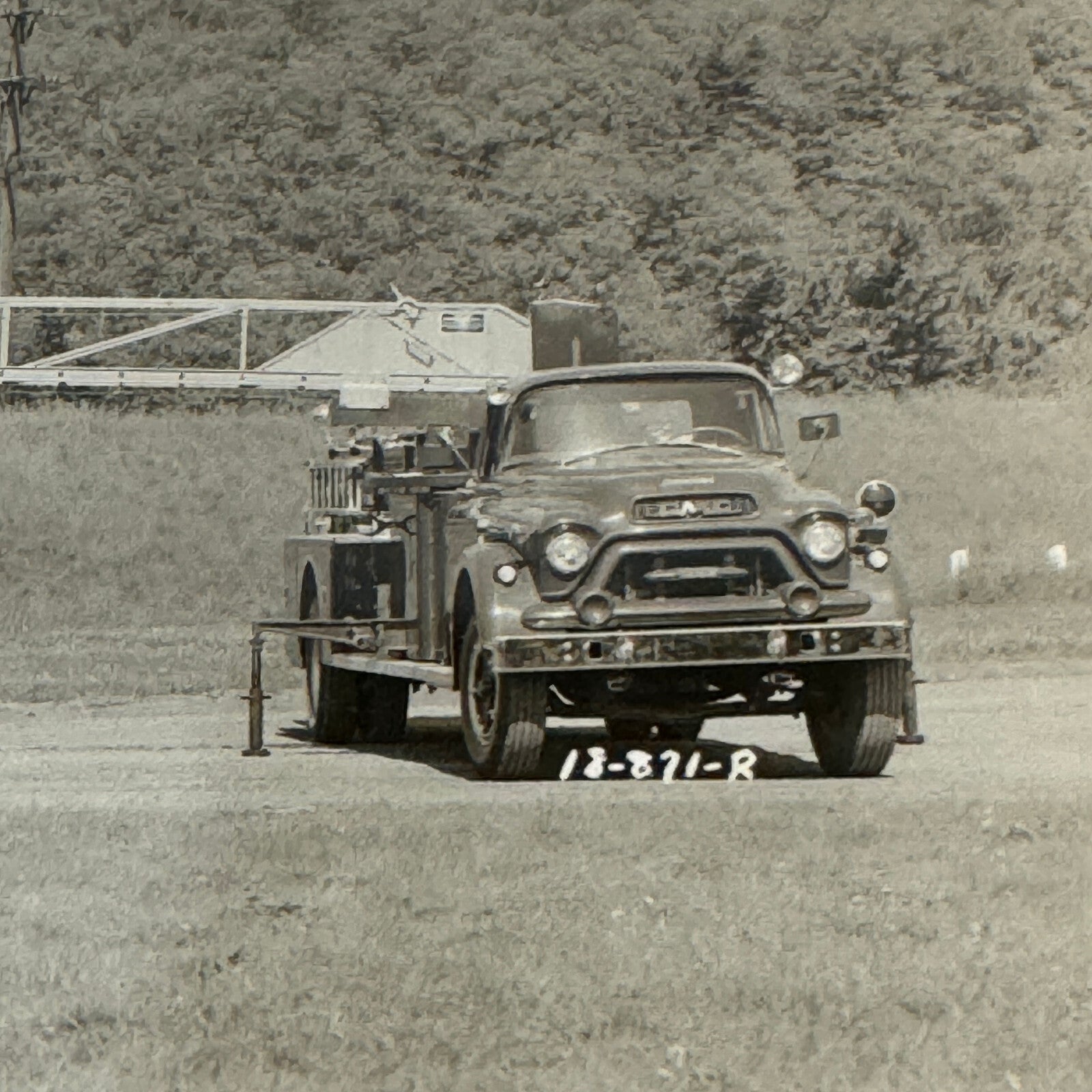Vintage GMC Fire Truck Photo Photograph Fireman Firefighter Firefighting