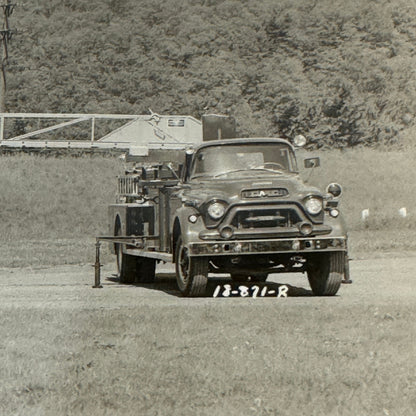 Vintage GMC Fire Truck Photo Photograph Fireman Firefighter Firefighting