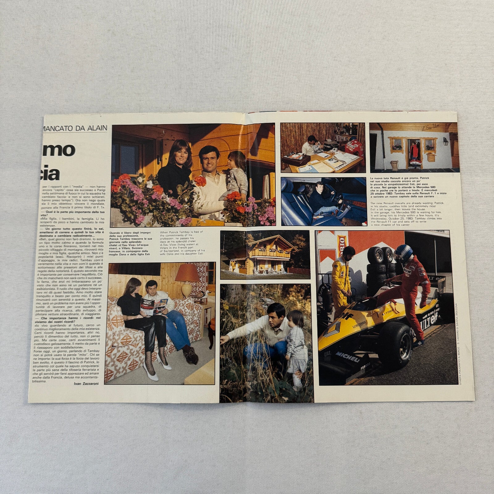 Patrick Tambay Vintage F1 Racing Poster Magazine Insert AutoSprint Renault ELF