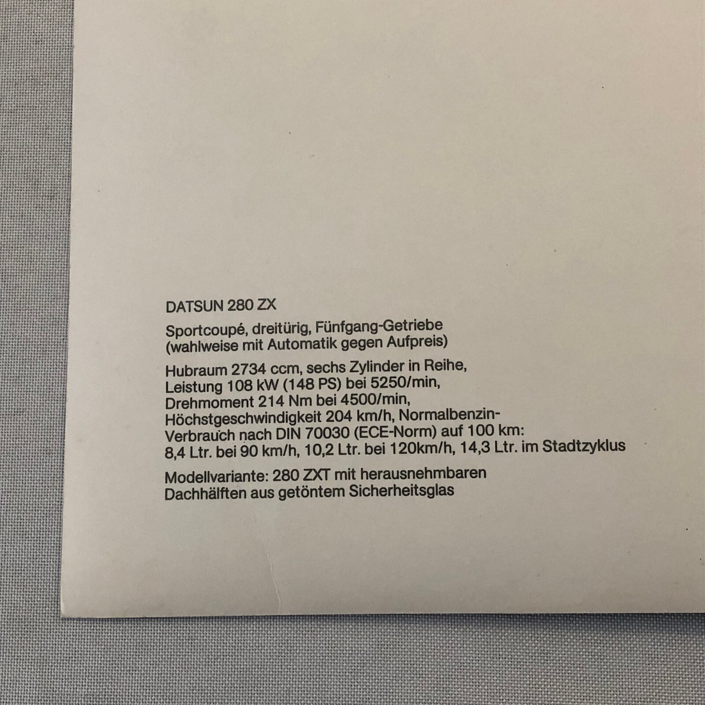 1981 1982 Datsun 280ZX 280 ZX Car Factory Press Photo Photograph GERMAN Text