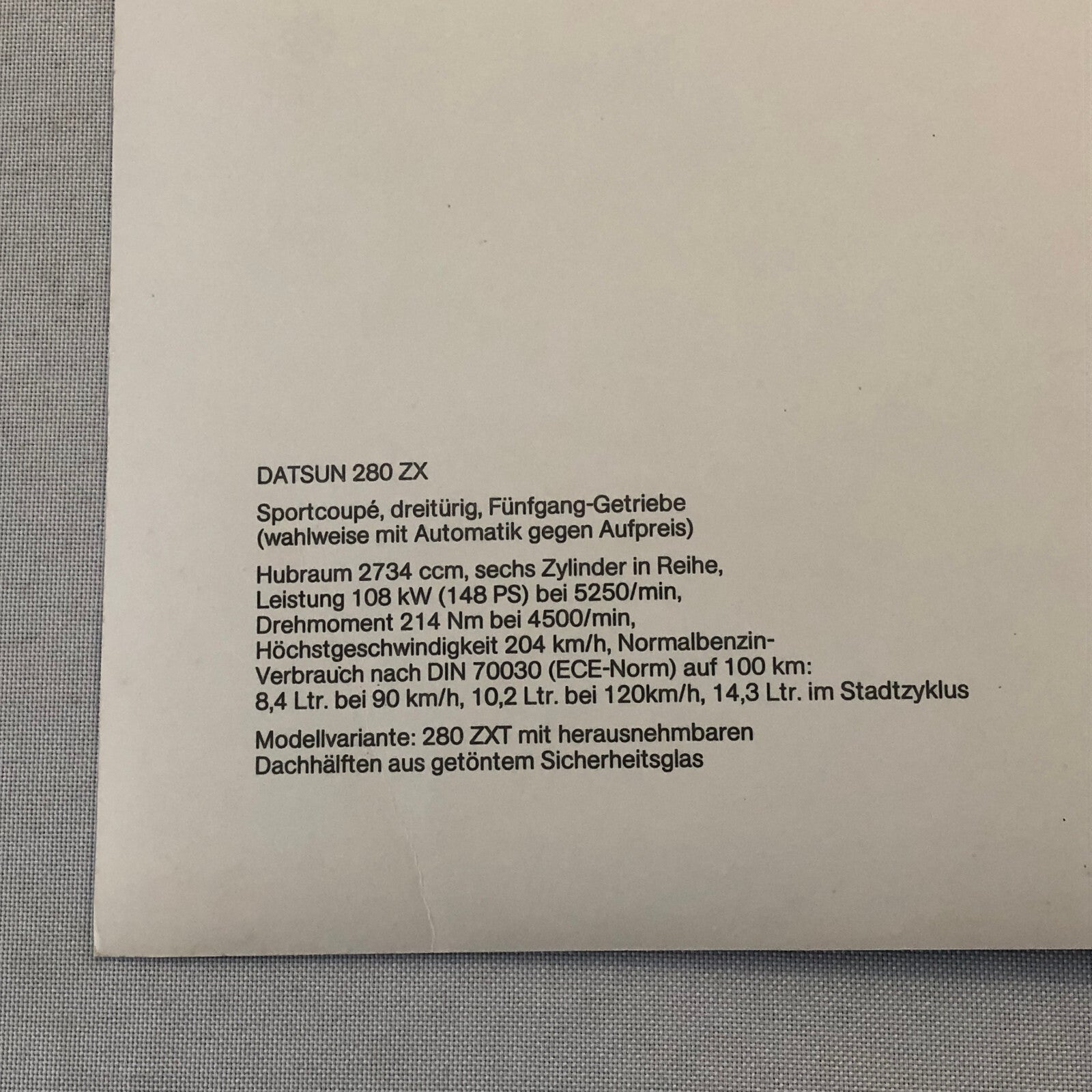 1981 1982 Datsun 280ZX 280 ZX Car Factory Press Photo Photograph GERMAN Text