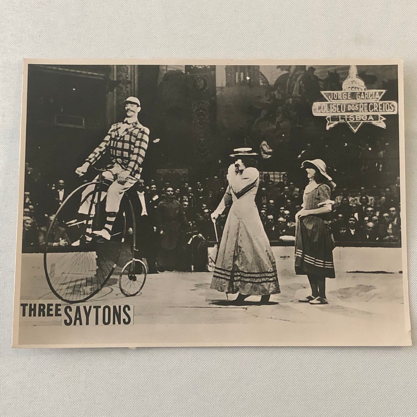 Circus Performer Act Penny Farthing Bicycle Photo Photograph Three Saytons