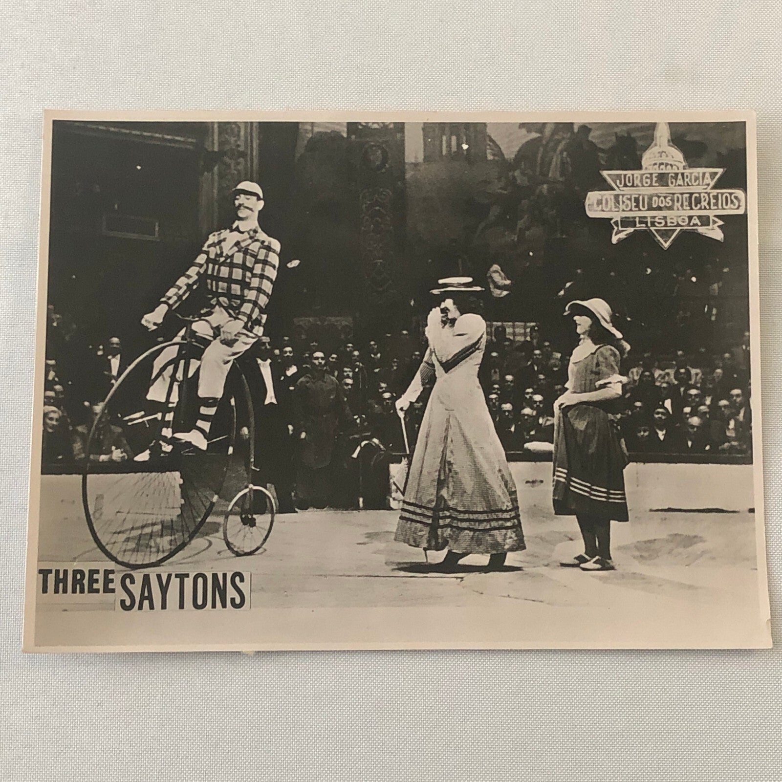 Circus Performer Act Penny Farthing Bicycle Photo Photograph Three Saytons