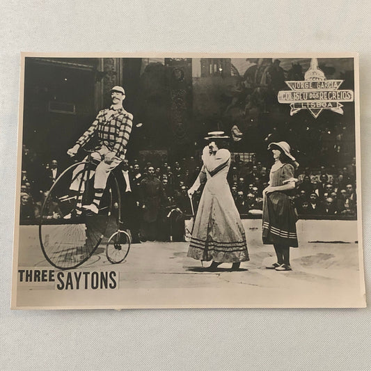 Circus Performer Act Penny Farthing Bicycle Photo Photograph Three Saytons