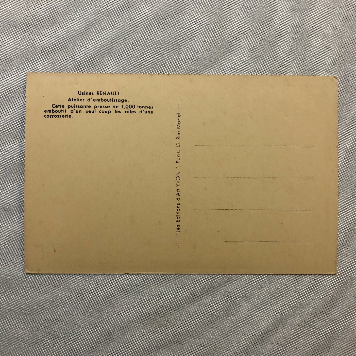 Antique Postcard Post Card Renault Car Factory Plant Machinery 