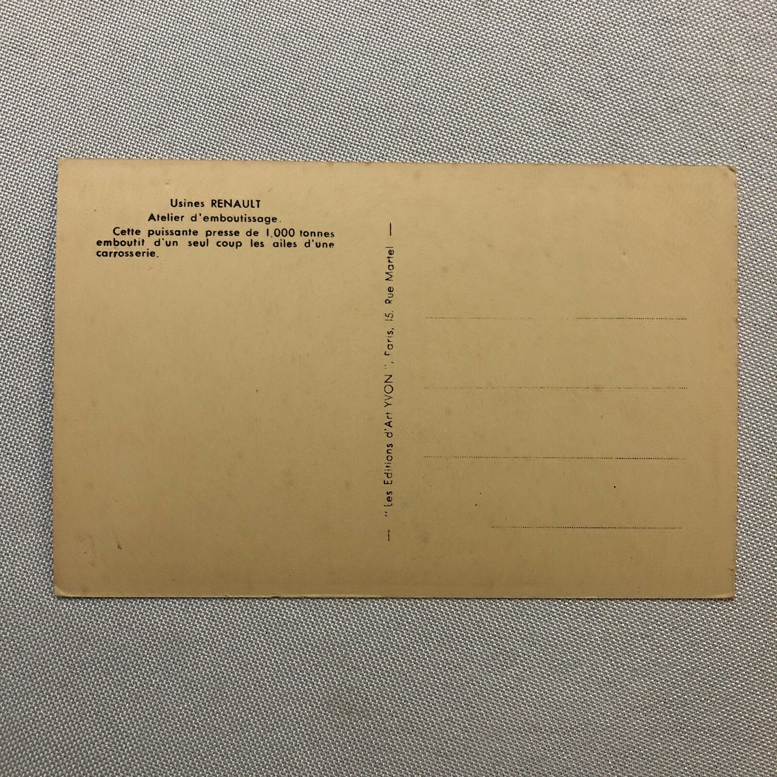 Antique Postcard Post Card Renault Car Factory Plant Machinery 