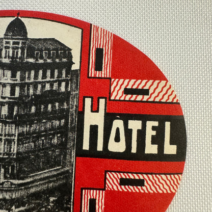 Vintage Travel Luggage Label Cecil Hotel Bruxelles Belgium