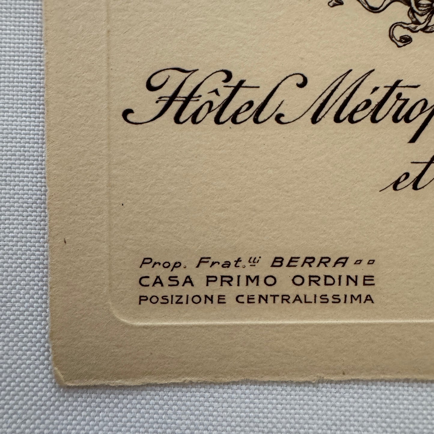 Vintage Hotel Card Hotel Metropole Bonne Femme et Feder Torino Italy Italian