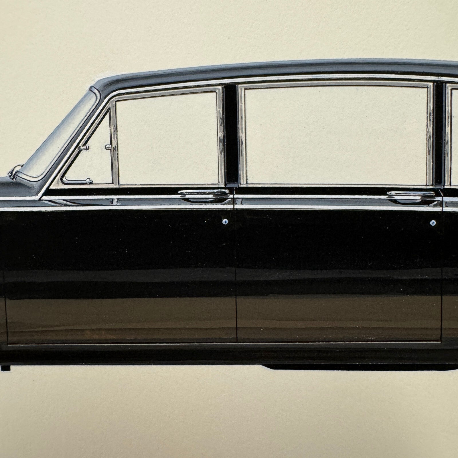 1969 Daimler Limousine DS 420 Automobile Illustration Art Drawing Hand Drawn