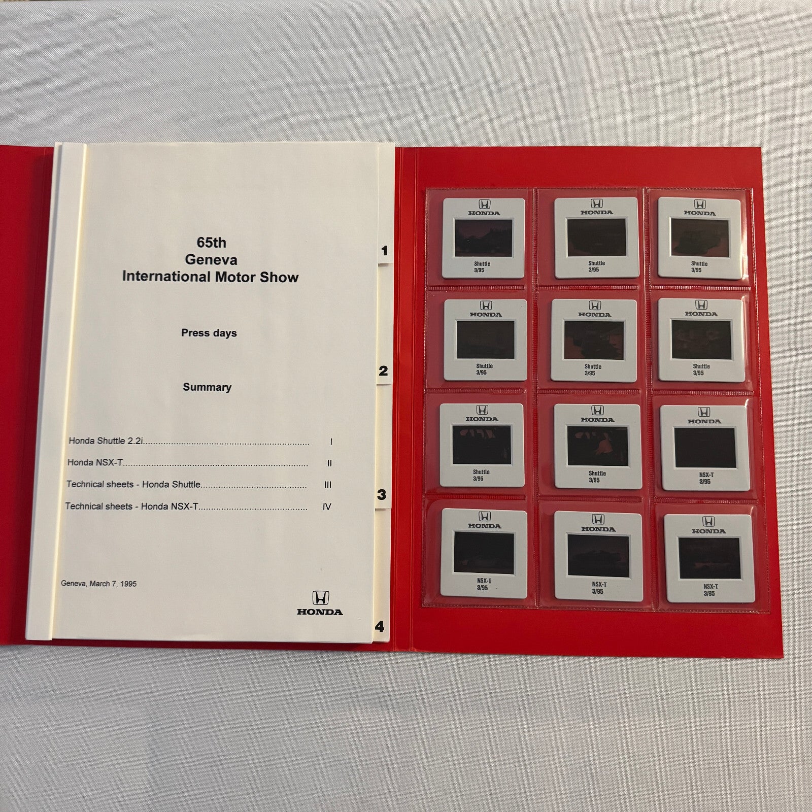 1995 Honda NSX T and Shuttle Odyssey Press Kit Photos 35mm Slides NSX-T NSXT