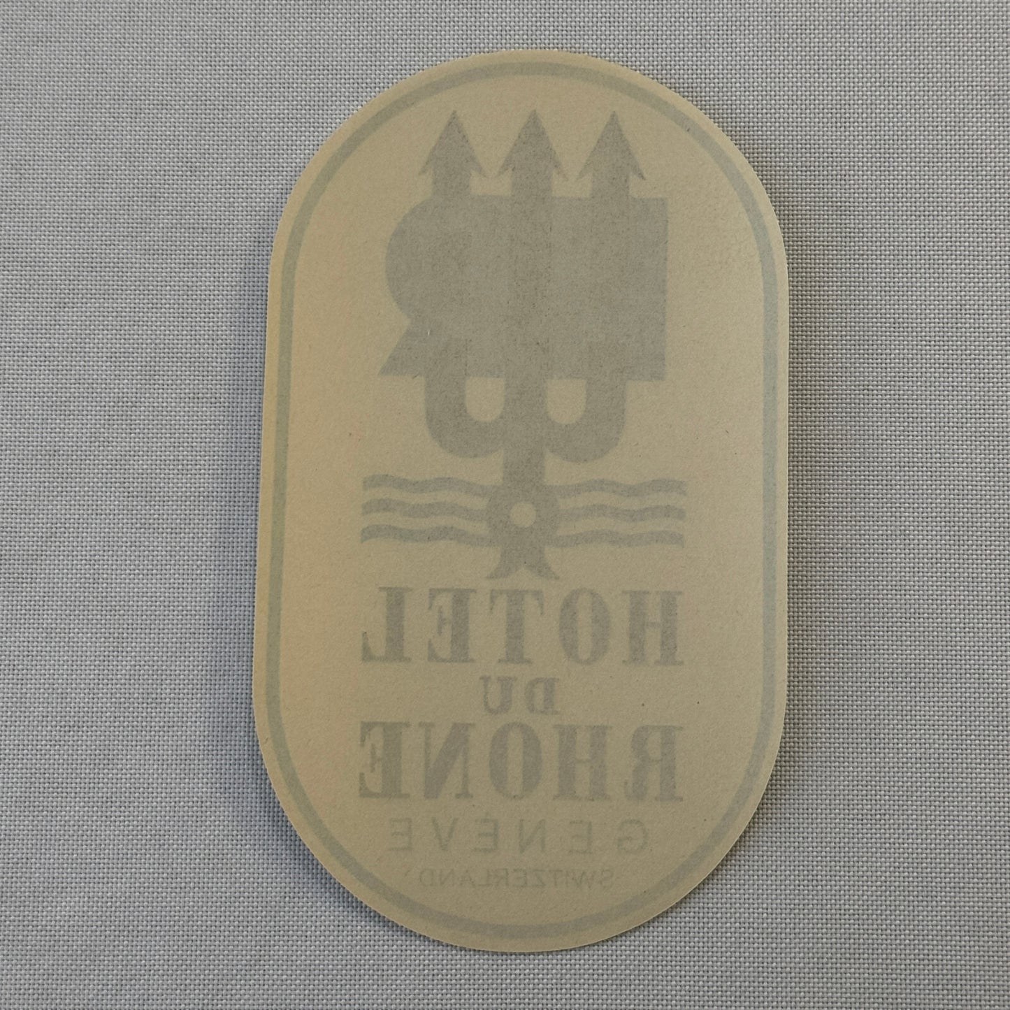 Vintage Hotel Travel Label Hotel du Rhone Geneva Geneve Switzerland Swiss