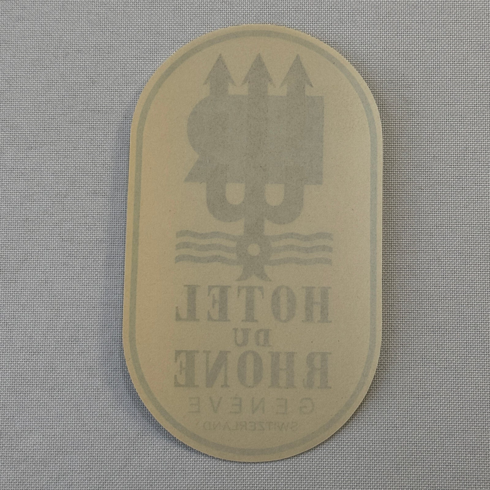 Vintage Hotel Travel Label Hotel du Rhone Geneva Geneve Switzerland Swiss