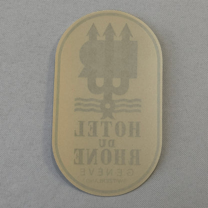 Vintage Hotel Travel Label Hotel du Rhone Geneva Geneve Switzerland Swiss