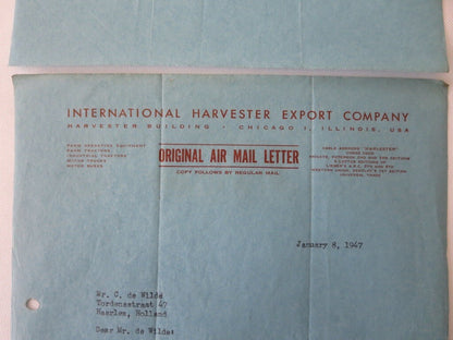 1946 - 1947 International Harvester Export Letter Letterhead Document Lot of 4