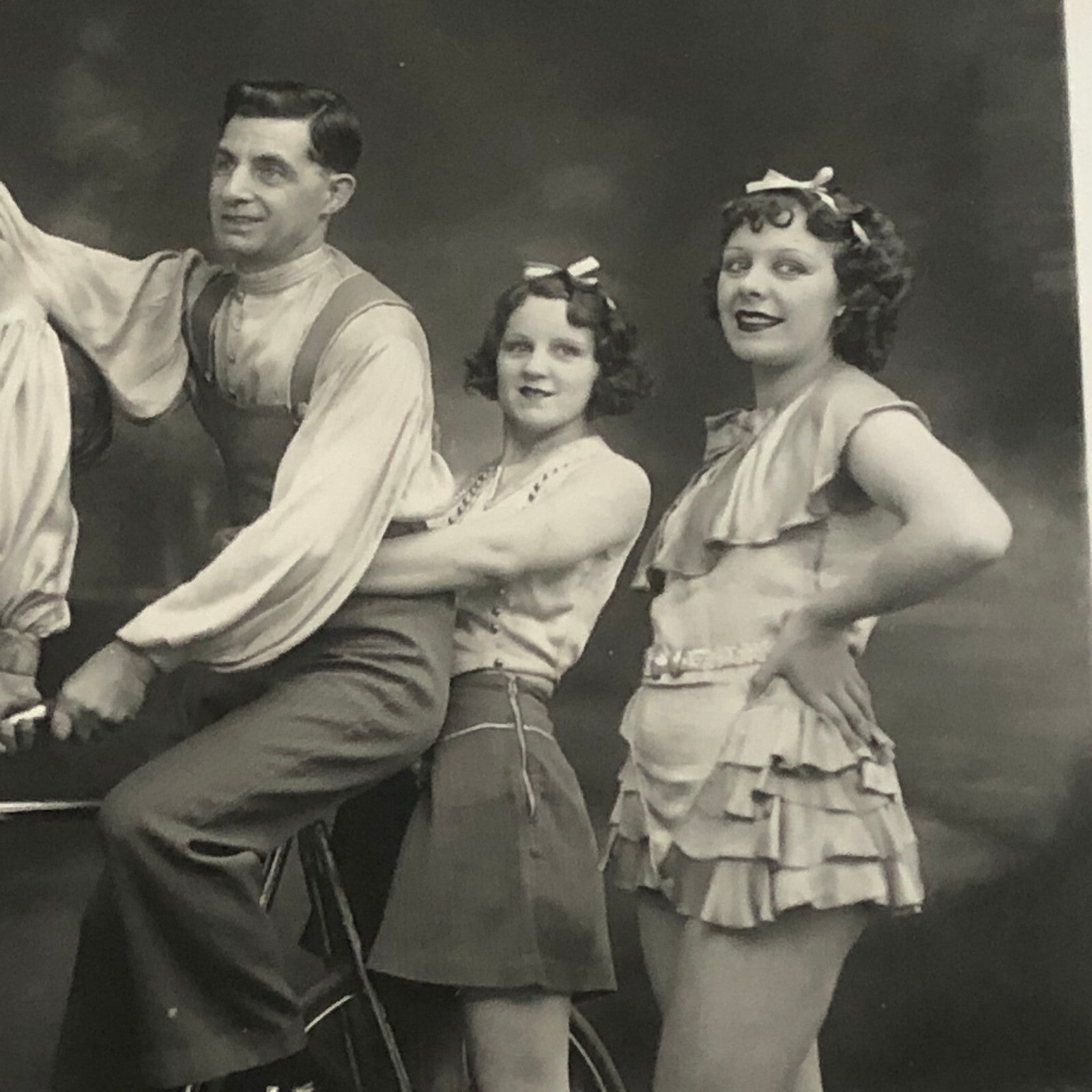 Circus Troupe Performers Bicycle Acrobat Photo Photograph Print Vintage