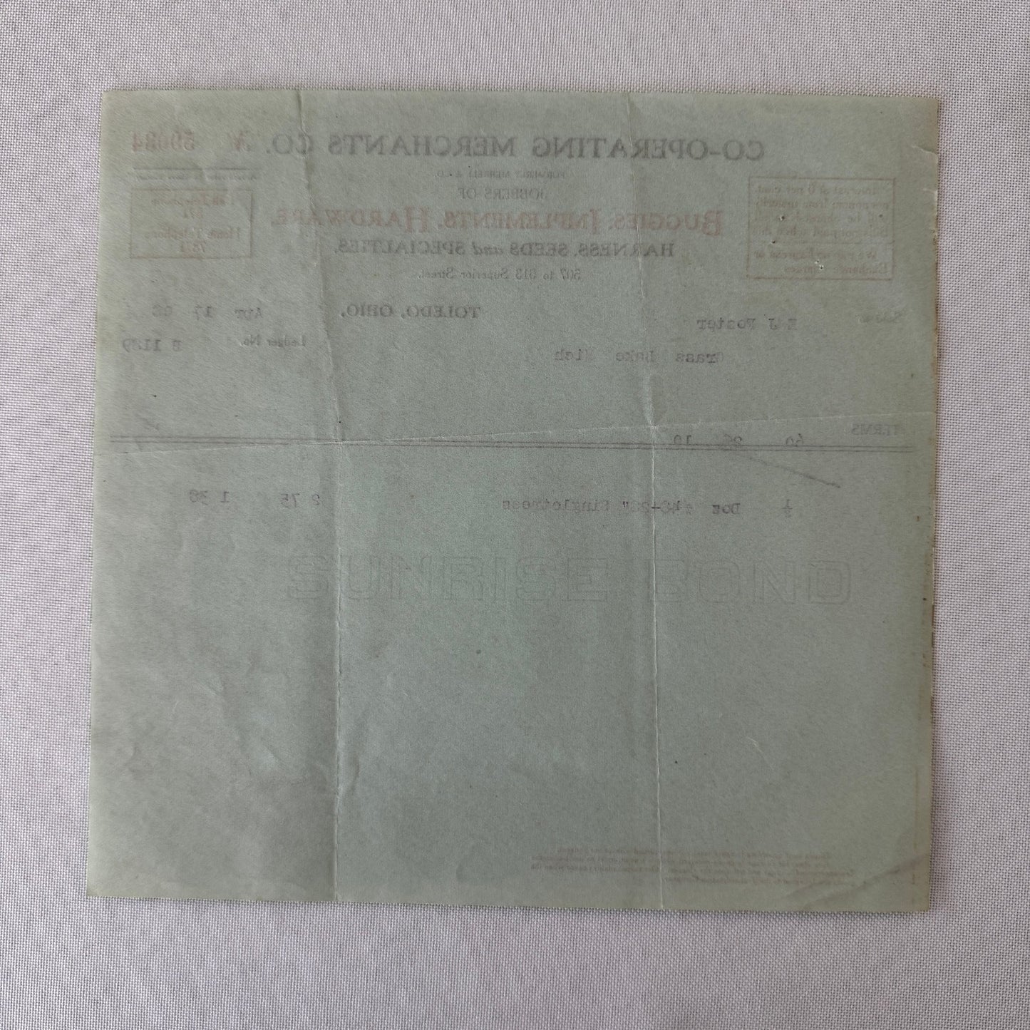 Cooperating Merchants Company Buggies and Hardware 1908 Receipt Invoice Lot 6x