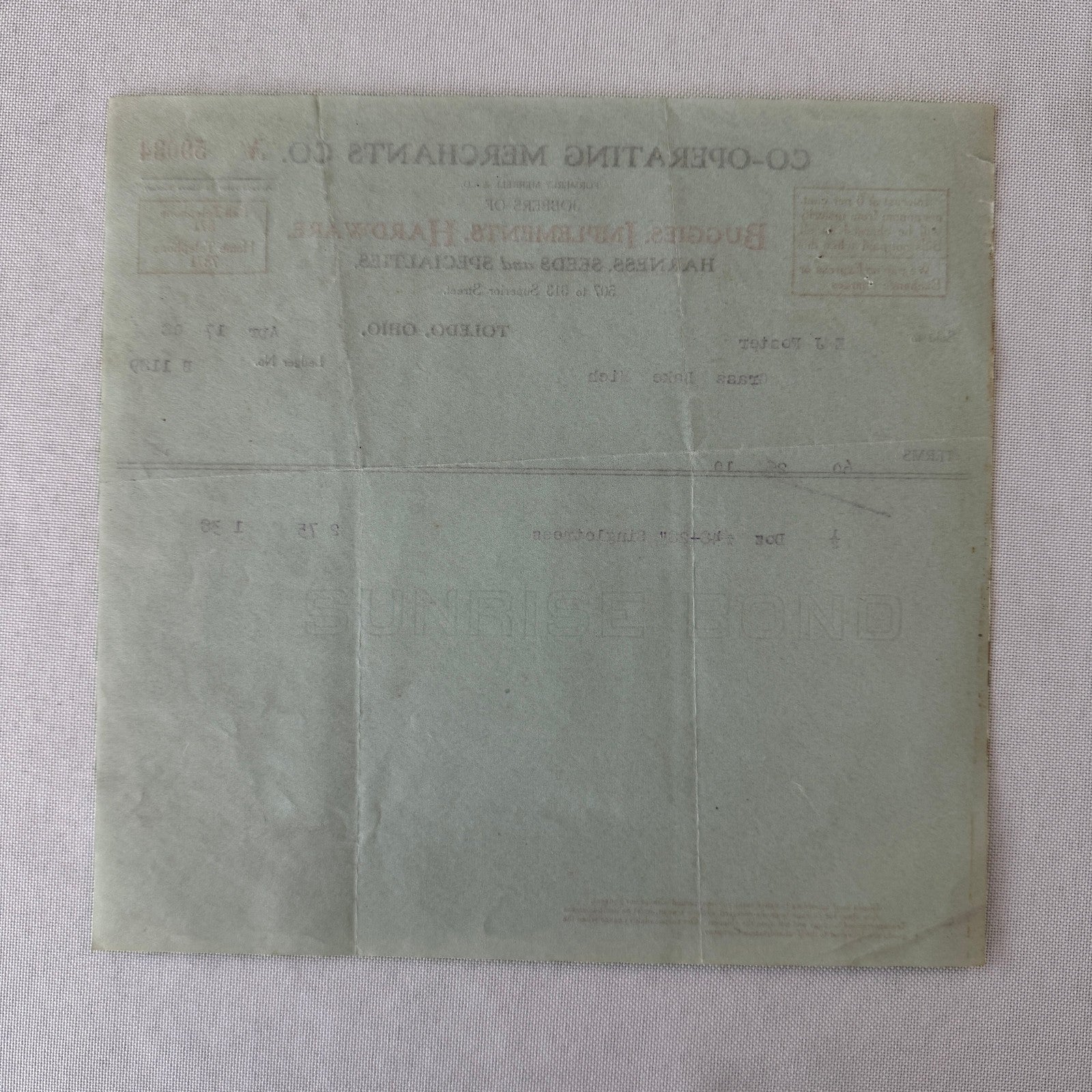Cooperating Merchants Company Buggies and Hardware 1908 Receipt Invoice Lot 6x