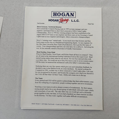 Hogan Racing PPG CART Dario Franchitti Reynard Mercedes Car Racing Press Kit