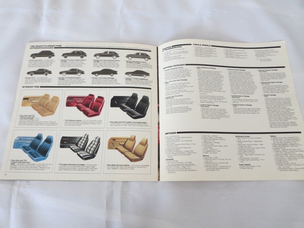 1980 Plymouth Horizon Sales Brochure Catalog TC3 