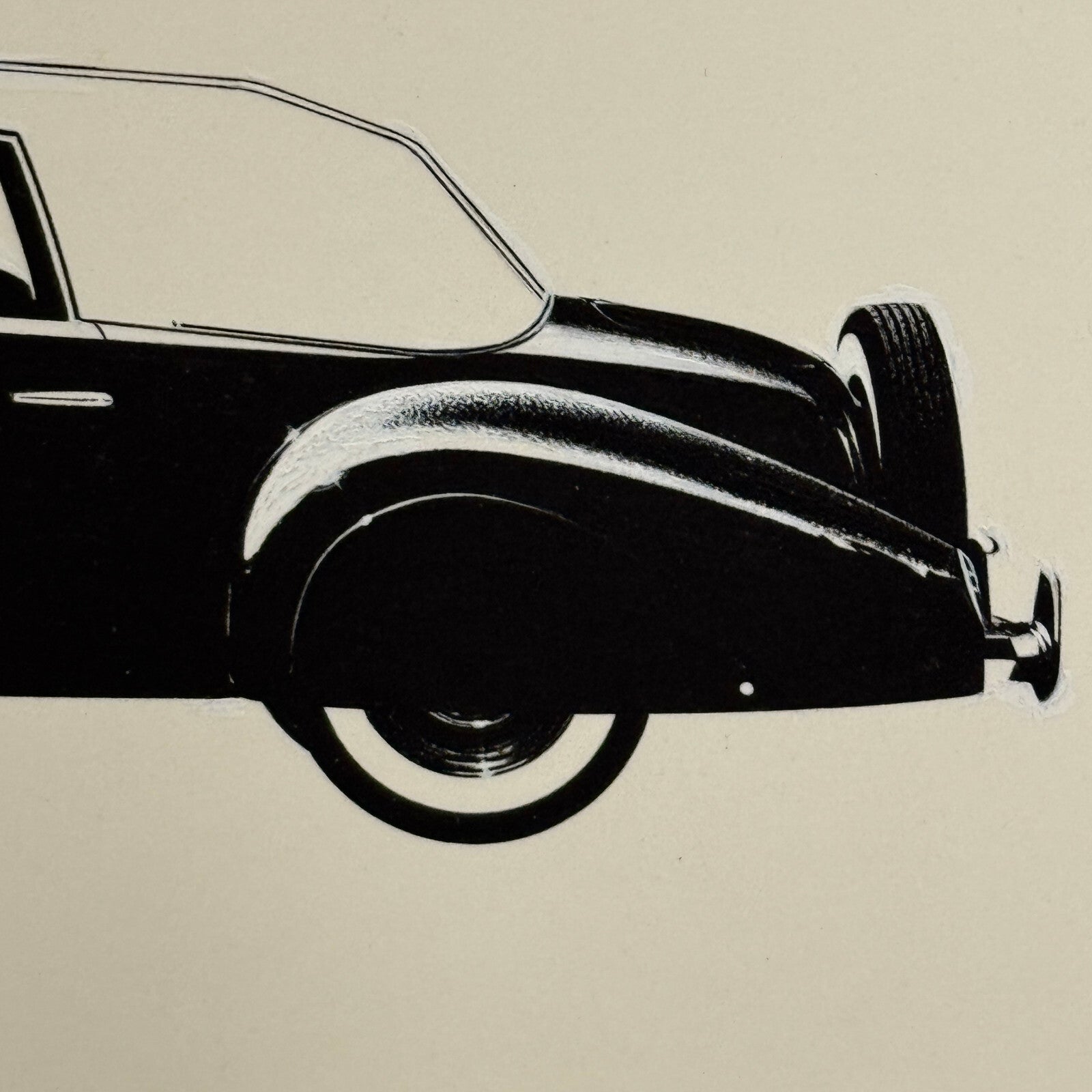 1940 Lincoln Continental Cabriolet Illustration Art Drawing Vintage Miniature