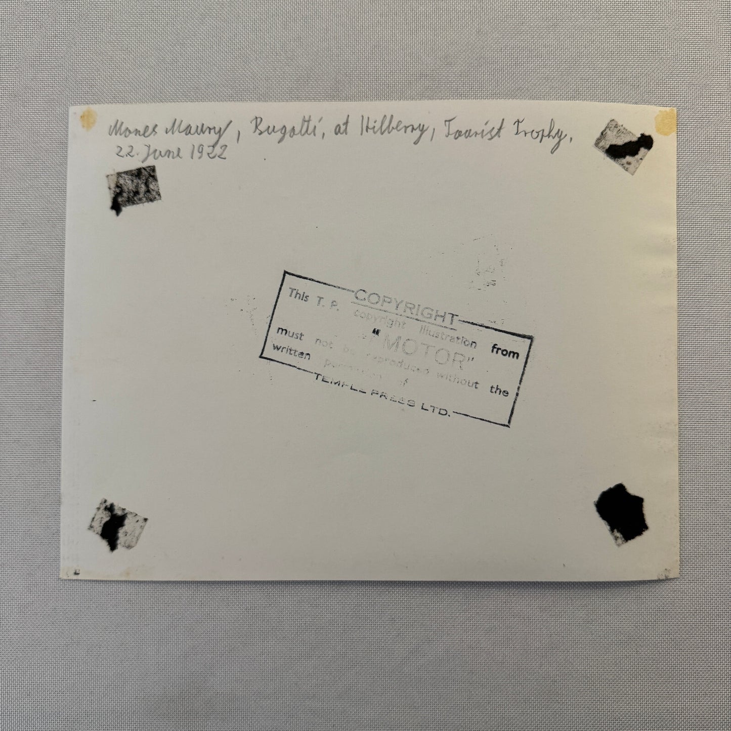 Bugatti Car at 1922 Tourist Trophy TT Race Racing Photo Photograph Vintage