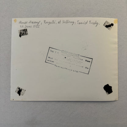 Bugatti Car at 1922 Tourist Trophy TT Race Racing Photo Photograph Vintage