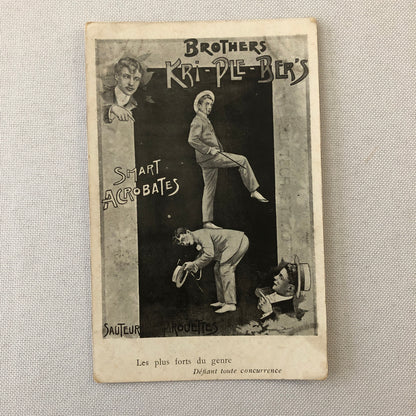 Circus Acrobat Performer Act Postcard Post Card Brothers Kri-Ple-Bers Vintage