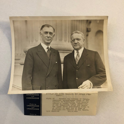 Press Photo Photograph Senator Key Pittman & George H Moses 1931 Underwood Photo