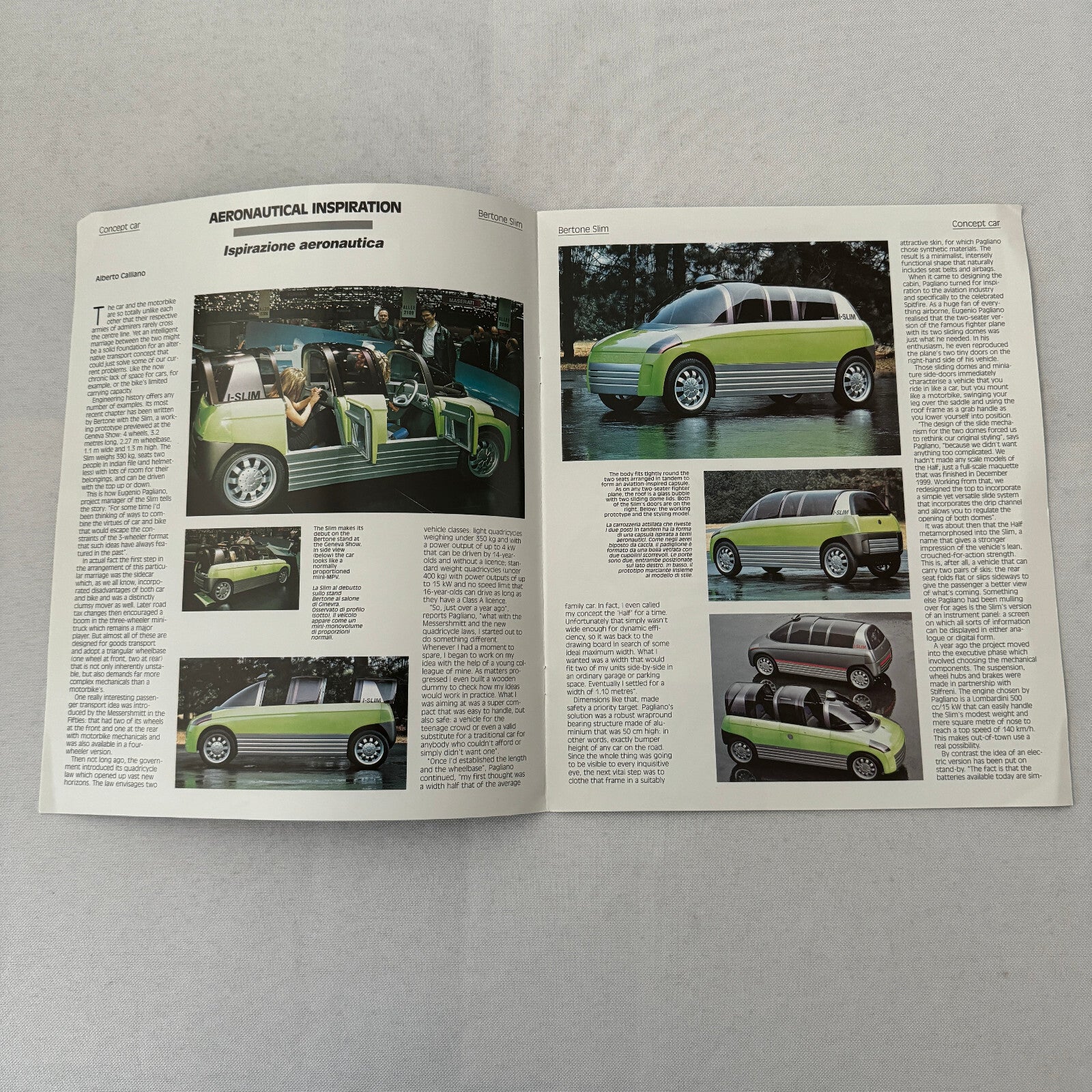 Bertone Slim Concept Car Prototype Sales Brochure Catalog 2000